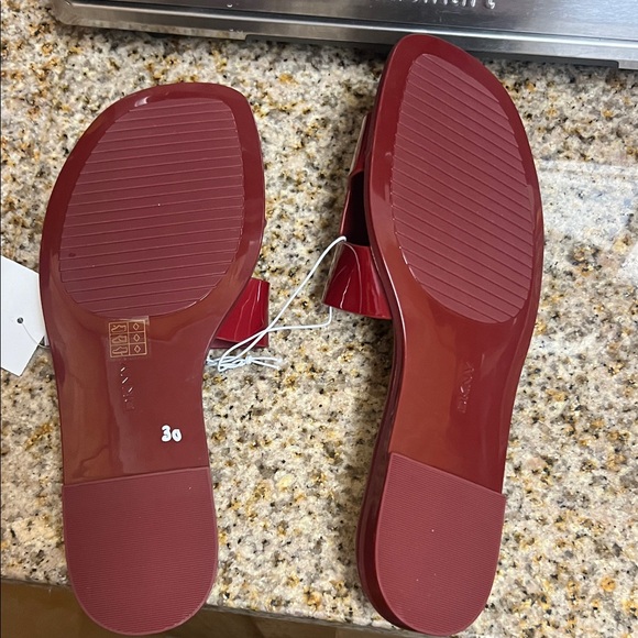 DKNY Glossy Red Slide Sandals - Picture 2 of 2